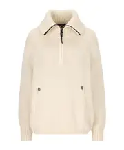 Loro Piana Quater-Zip Knit Sweater snow White