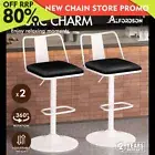 ALFORDSON 2x Bar Stools Gas Lift Leather Bar Chairs Kitchen Swivel Black White