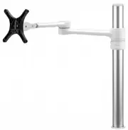 ATDEC Single Monitor Swing Arm on Post. Max load: 8kg (Flat), 5.5kg (curved). Up to 32" screens. VESA 100x100. White AF-AT-SW
