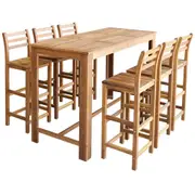 Bar Table And Chair Set 7 Pieces Solid Acacia Wood Bar Tables