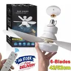 Large Ceiling Fan E27 Socket 40W W/ Dimmable LED Light Remote Controller 42/52cm