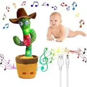 Dancing Cactus Repeats What You Say, Talking Sunny Cactus Toy USB Denim Style