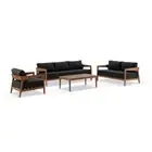 NEW Bronte 3+2+1 Outdoor Teak Look Aluminium Lounge Setting With Coffee Table