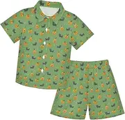 [Caihoyu] Baby-boys Toddler Short Sleeve Shirt Top+shorts Suits Toddler Little Boys Outfit Summer Clothing