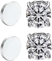 [Generic] Cubic Zirconia Ear Clip - Square Cubic Zirconia Sparkly Crystal Earrings | Not Pierced Studs Earrings for Women Girls, Magnetic Earrings for Women Men