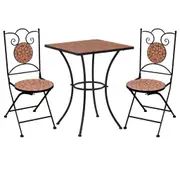 3 Piece Mosaic Bistro Set Ceramic Tile Terracotta vidaXL