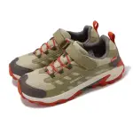 【MERRELL】戶外鞋 MOAB SPEED 2 LOW AC WP 中童 綠 紅 小朋友 防水 緩衝 低筒 登山鞋(MK267545)