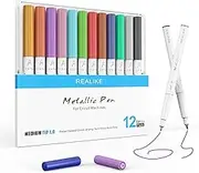 REALIKE Metallic Pens for Cricut Maker 3/Maker/Explore 3/Air 2/Air, Multicolor Marker Pens Set of 12 Pack Drawing Coloring Pens Compatible with Machine (1.0 Tip) (RL-P01)