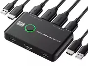 KVM Switch, 4K 60Hz HDMI KVM Switch 2PC 1 Monitor, 2 Port Box USB HDMI Switches