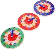 Hohopeti 3pcs Educational Clock for Bright Color Cognitive Learning Clock Model for Enhance Recognition Skills Understanding Montessori