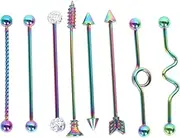 [LIFKOME] Barbell Ear Jewelry Barbell Earrings Steel Barbell Earrings for Cartilage Belly Button Jewelry Jewelry Cambered Barbell Ear Studs Industrial Screw Earrings Silver