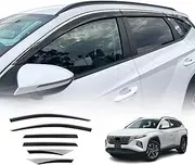 OAD4X4 Weathershields Compatible with Hyundai Tucson 2021-Onwards, Stainless Edge Weather Shields Window Visors Wind Deflectors Sun Rain Guard 6PCS Set