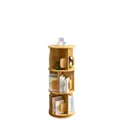 3-Tier Vesatile Timber Oak Wooden Rotating Swivel Bookcase Bookshelves 98cm Natural