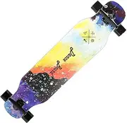 Sports Complete Longboard, ABEC-9 Chrome Steel Bearing 42-inch 9-Layer Maple Colorful Pattern Skateboard Suitable for Young Adults