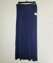 NWT Charlotte Russe Maxi Skirt Womens Large Striped Blue Casual Bohemian Pull-on