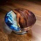 Handmade Blue Epoxy Resin Coffee Table - Center Table - Walnut/Acacia Wood Table