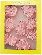 8 Pack Transportation Vehicle Cookie Cutters with Plunger Stamper, Transportation Theme Embossing Cutter for Fondant Biscuit Pastry Cheese Baking