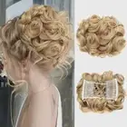 Short Messy Curly Dish Hair Bun Extension Stretch hair Combs Clip in Ponytail