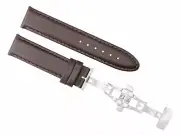 24MM LEATHER WATCH BAND SMOOTH STRAP FOR BREITLING NAVITIMER WATERPROOF D/BROWN