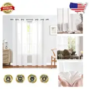 Soft Textured Linen Curtains, Light Filtering & Grommet Top, 84" Length, 2 Pack