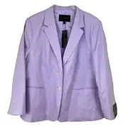NEW BANANA REPUBLIC SHRUNKEN LINEN BLAZER Jacket Lilac Sea Women 18 Stretch