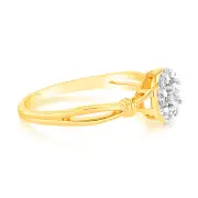 Luminesce Lab Grown 9ct Yellow Gold 9 Diamonds Ring, Q