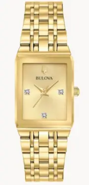 NEW Bulova Futuro Diamond Ladies Gold Tone Quartz 97P140 Rectangular Watch