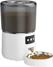 4L Automatic Pet Feeder, Timed Cat and Dog Food Dispenser with 45°steep Slope Design, Dual Power Supply Cat Feeder, Good Sealing for Cats & Small/Medium Dogs (WiFi-White)