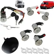 Complete Set Neiman Cylinder Lock, Steering Wheel Lock, Fuel Cap with Door Lock and Key for Front Door, Rear, Side Compatible with Master 2 Movano, Interstar 7701471591 7701471592