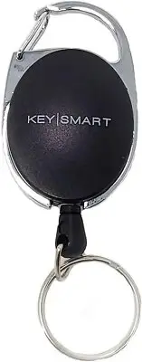 KeySmart Black Retractable Carabiner – Belt Clip Key Ring Reel