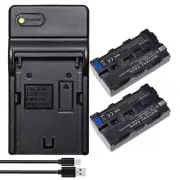 2x Battery+Charger For Sony NP-F330 NP-F550 NP-F570 F750 BC-VM10 BC-VM50 BC-V615