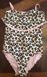 Justice Girl’s Animal Print Flounce One Piece Swimsuit, Size 14, NWT