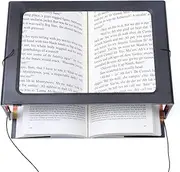 JUOIFIP Hands-Free Magnifying Glass Large Full-Page Rectangular 3X LED Lighted Illuminated Foldable Desktop Portable for Elder