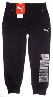 NWT Puma Girls Sport Jogger Sweat Pants Glitter Puma Logo BLACK Little Kids 4