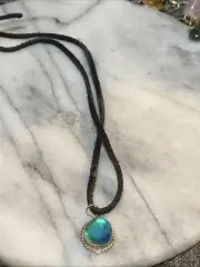 Aqua Marine In sterling Silver On 16” Black Leather Cord- Gorgeous