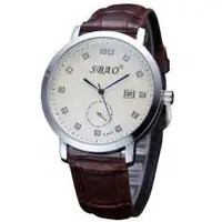 在飛比找蝦皮購物優惠-男士手錶皮革錶帶 SBAO 02KCN1 (深褐色錶帶白色臉