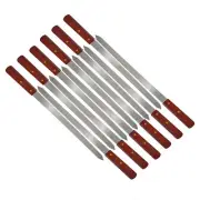 23" Flat Stainless Steel Brazilian Barbecue BBQ Skewers Wood Handle (12PK)