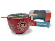 Ceramic PAUL FRANK Noodle Bowl & Chopsticks Ramen Bachi Julius the Monkey NEW