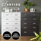 Artiss 6 Chest of Drawers Tallboy Dresser Table Storage Cabinet White Walnut