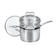 Scanpan Genuine Impact Saucepan Stylish Satin Finish Exterior with Multi Steamer