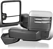 Spec-D Tuning Chrome Trim Power Heated Tow Mirrors+LED Signal+Blind Spot+Sensor Compatible with 2019-2022 GMC Sierra 1500, Left + Right Pair