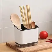 Utensil Holder, Cutlery Drainer Sink Caddy Silverware Organizer Basket Dish Drying Rack, Kitchen Storage Accessories for Chopsticks, Knives, Forks and Spoons (Black)
