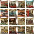 US Retro Movie Style Cushion Cover Pillow Cover Nostalgic Pillowcase Seat Couch