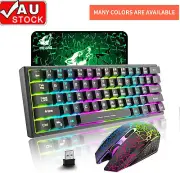 60% wireless gaming keyboard and mouse set, RGB Rainbow Rechargeable Mechanical