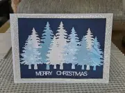 Hand Made Die Cut Greeting Card Christmas Evergreen Trees Blank Inside 5" x 7"