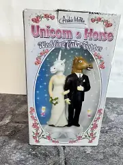 Unicorn and Horse Wedding Cake Topper by Archie McPhee 6.25 inches tall