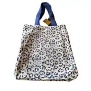 NWT Nicole Miller Blue Leopard Animal Print Canvas Tote Bag