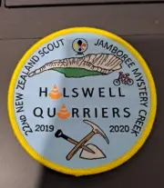 Halswell Quarriers 22nd New Zealand Jamboree Scout Badge Yellow Edge