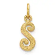 14K Yellow Gold Casted Initial S Charm
