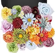 YZXZM Artificial Flowers Combo, Multi-Color Silk Flower Mix with Wire Stem for DIY Wedding Bridal Bouquet Party Arrangement (36 Packs)